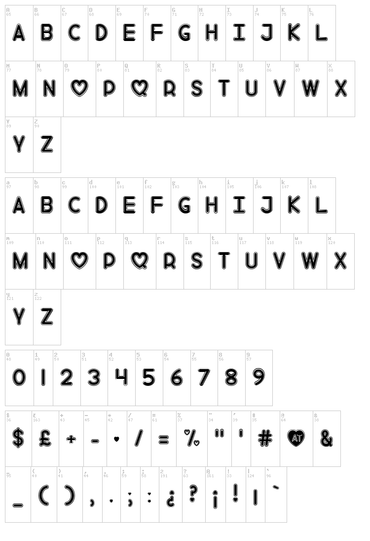 Mf Love Song font map